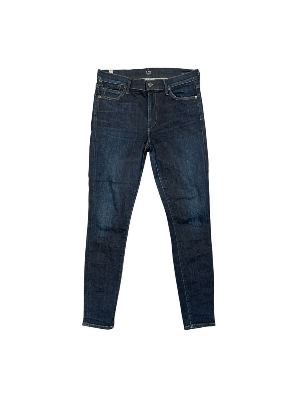 Dark Wash High Rise Skinny Jeans Minimalist Clean Girl Stretch Denim 30